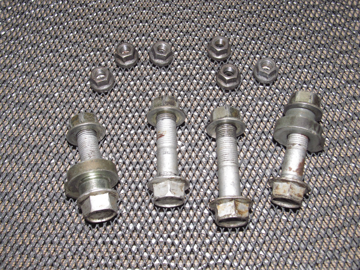 85 86 Toyota MR2 OEM Rear Shock Camber & Mounting Bolt - Set