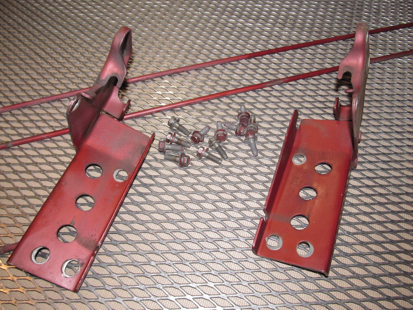 79 80 Datsun 280zx OEM Hood Hinges & Tension Rod - Set